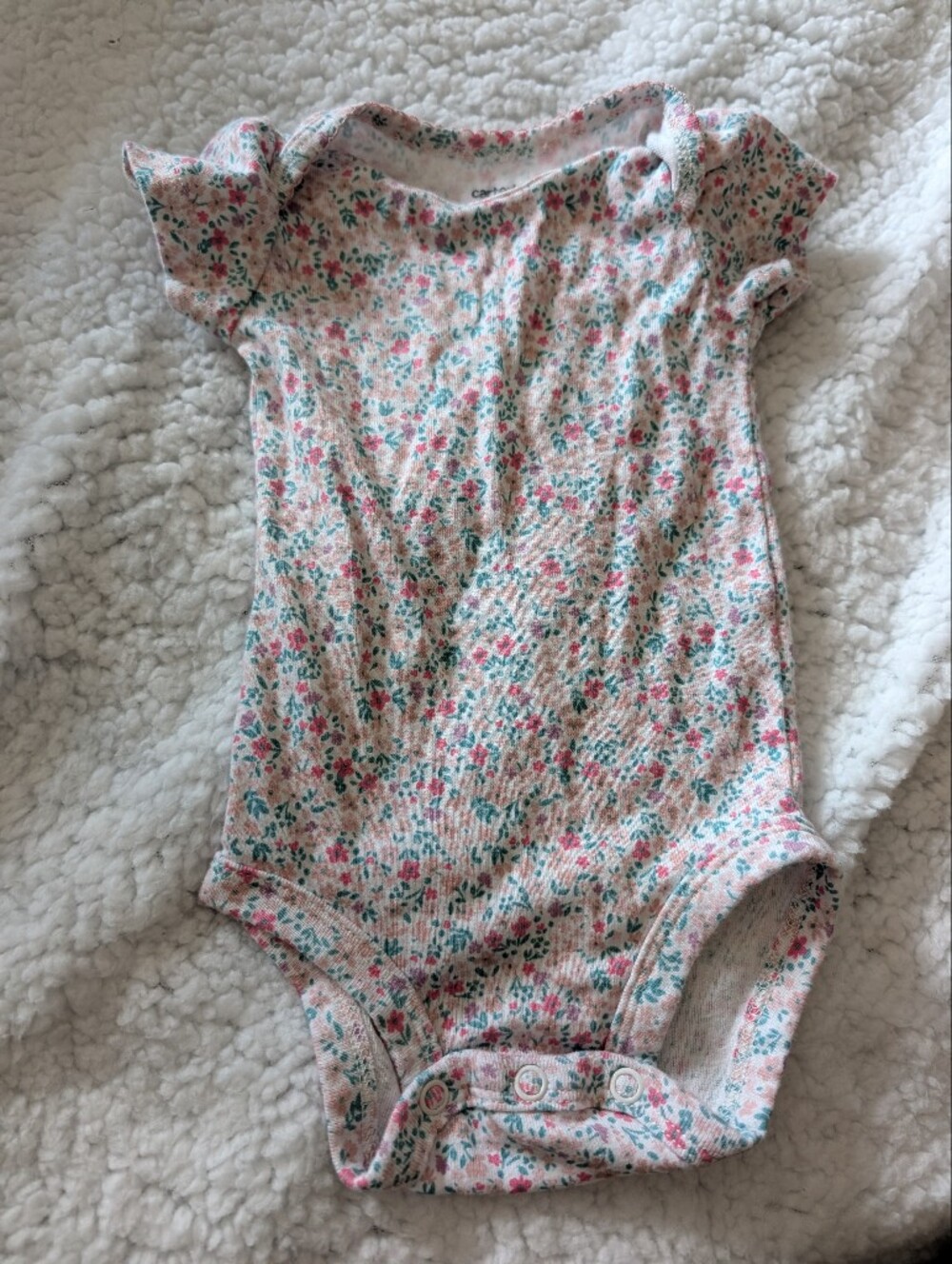 Carter's Pink & Teal Floral Ribbed One-Piece